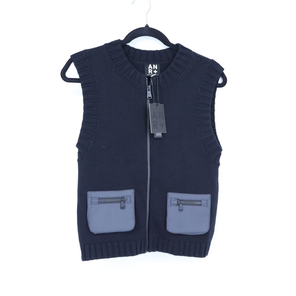 Alp n Rock Carsten Knit Vest Sweater Black NWT Sleeveless Front Zip Women's S